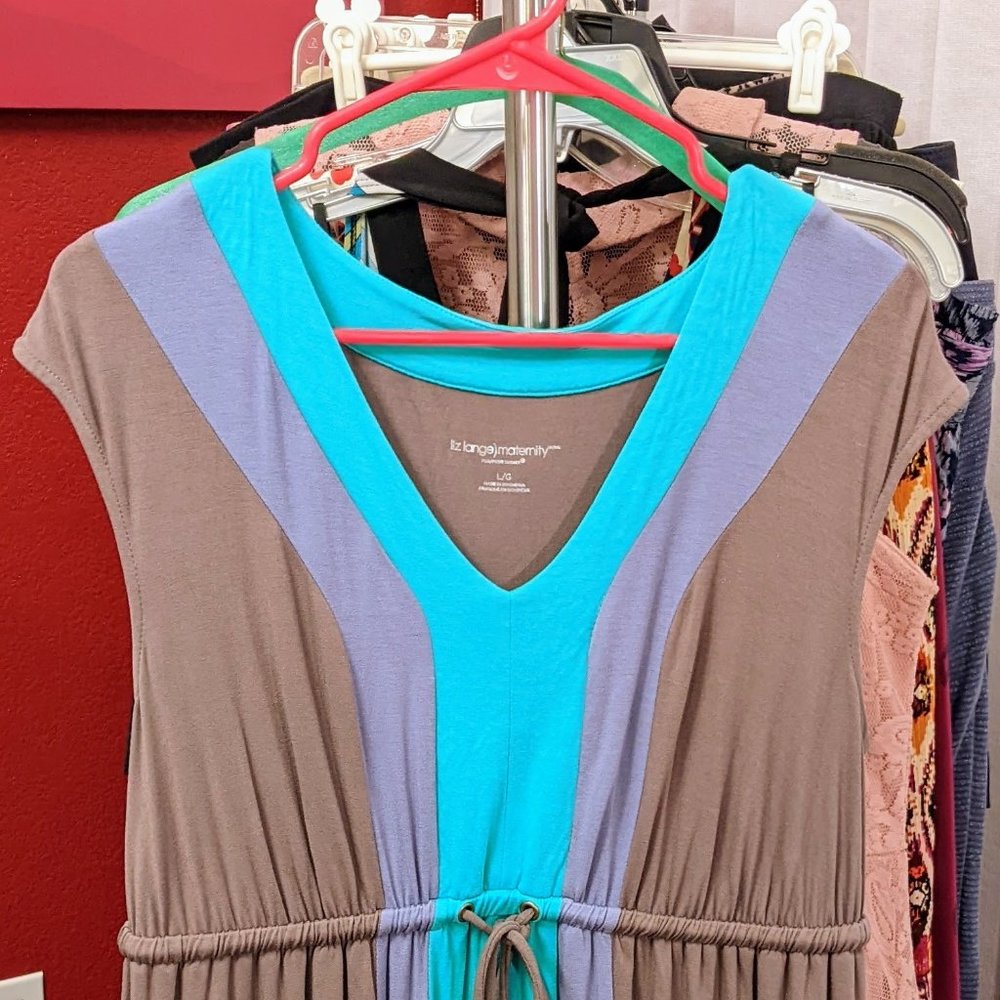 Grey/Purple/Aqua Liz Lange Maternity Dress (w/adjustable belt for non-maternity)